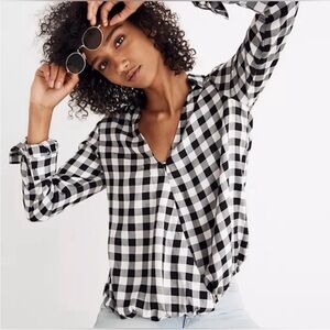 Madewell wrap front shirt.